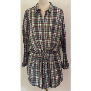 Women's Gap Plaid Shirt Dress Green/Purple Size XL